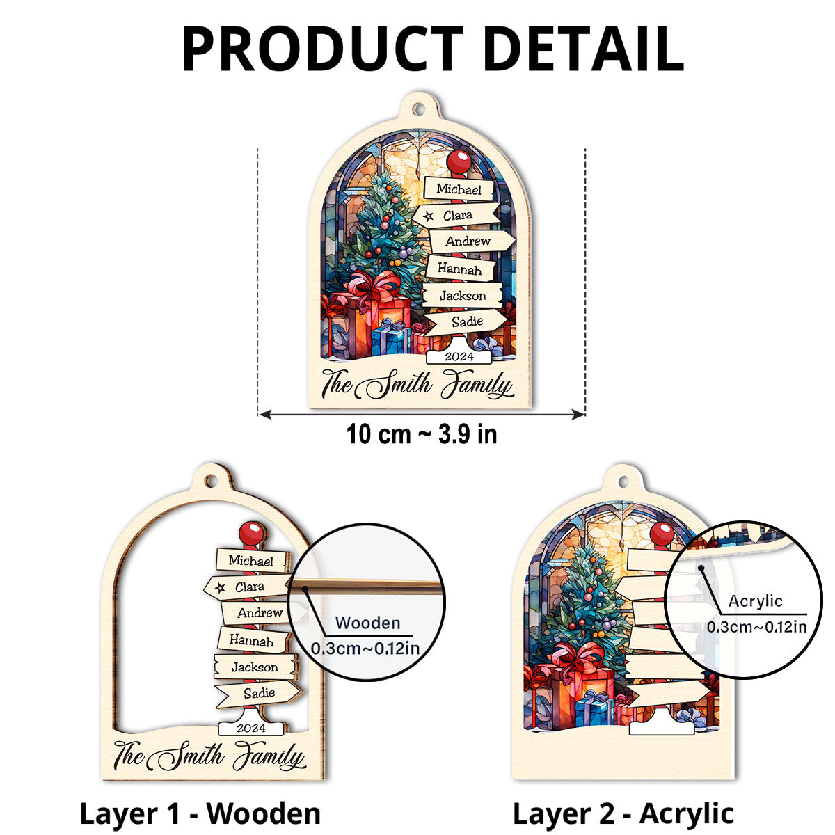 Family Sign Christmas - Personalized Custom Suncatcher Ornament