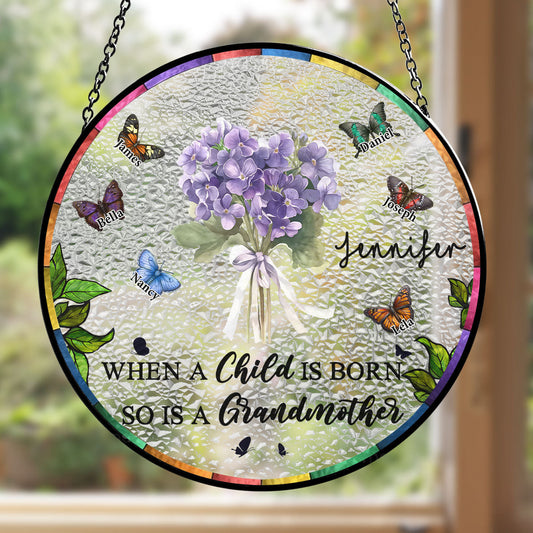When A Child Is Born - Personalized Custom Window Hanging Suncatcher
