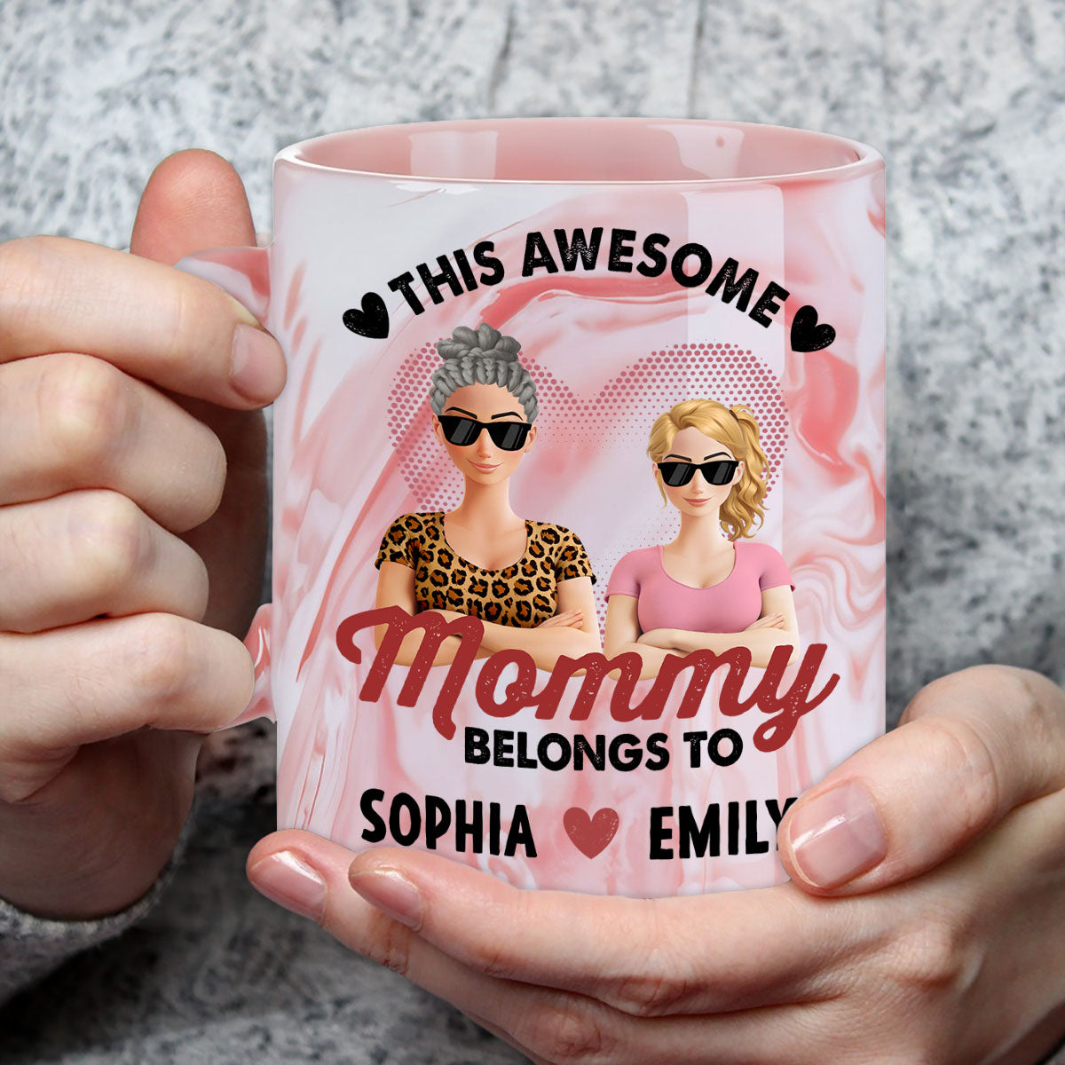 This Awesome Women Belongs To Us - Personalized Custom Pink Marble Mug