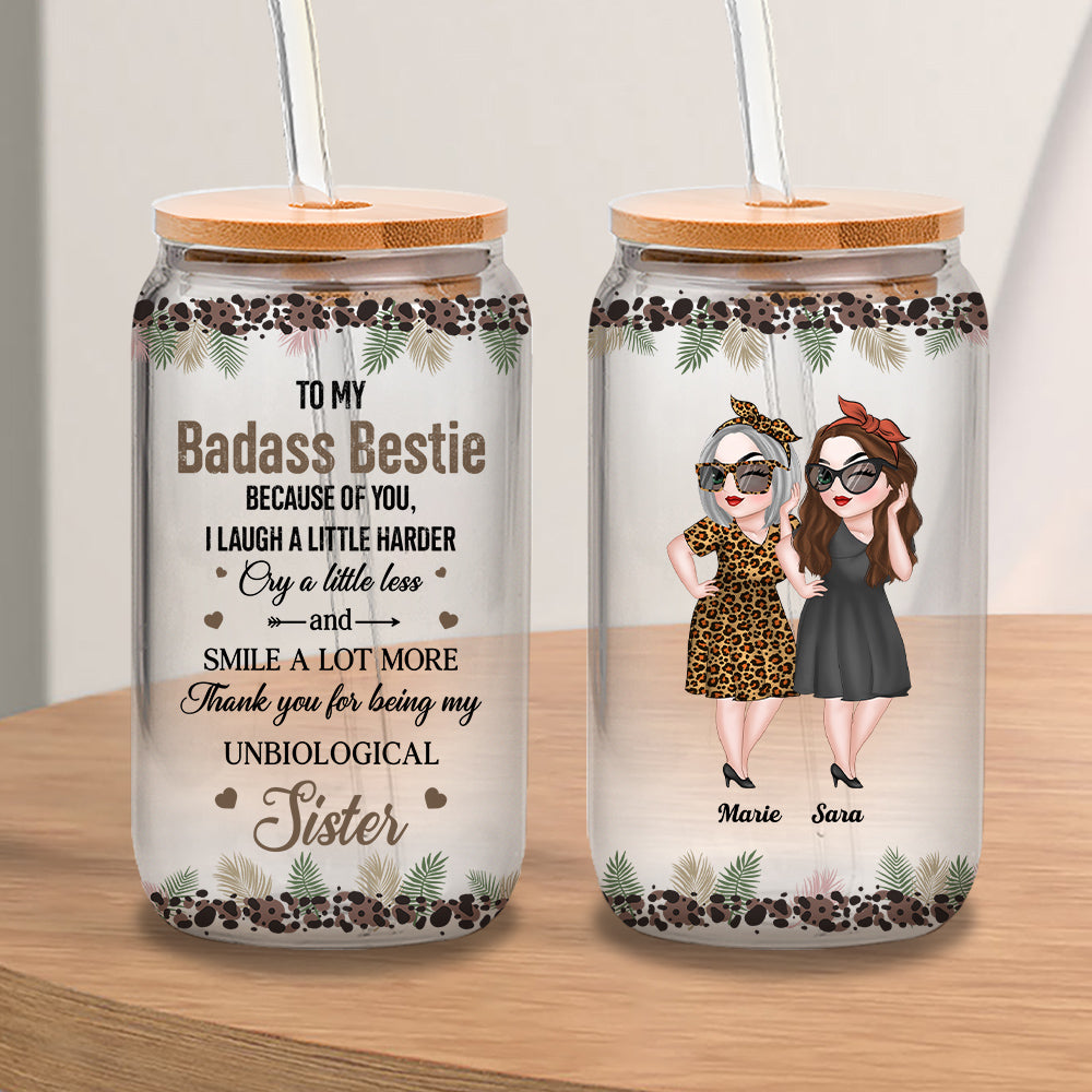Thank You My Badass Bestie - Personalized Custom Glass Can