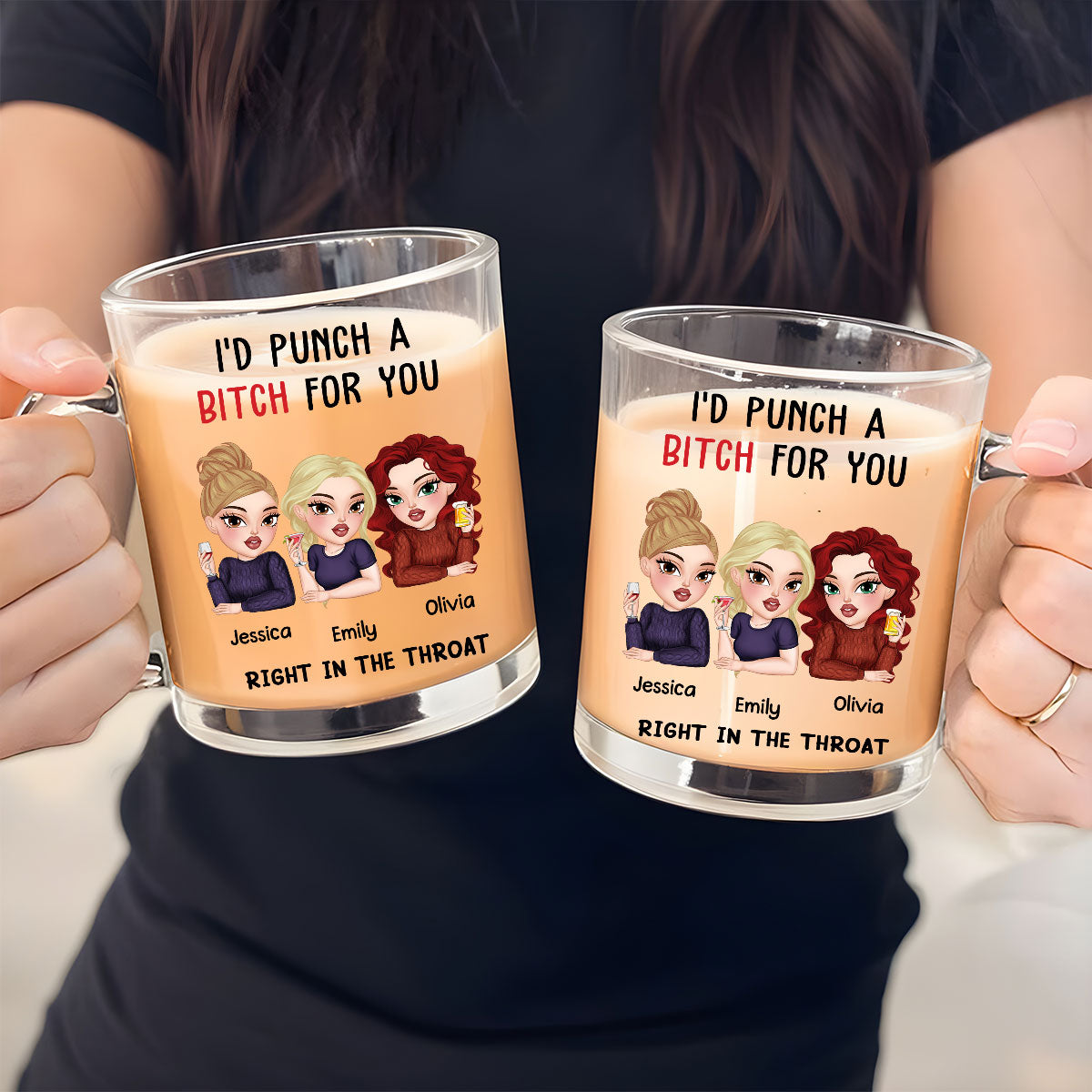 Punch A Bitch For You My Bestie - Personalized Custom Glass Mug