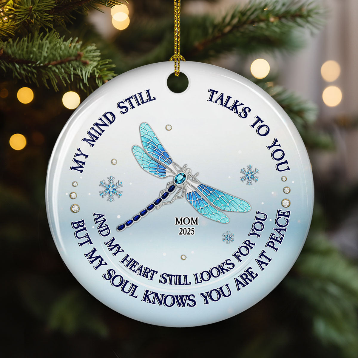 My Mind My Heart My Soul Blue Crystal - Personalized Custom Ceramic Ornament