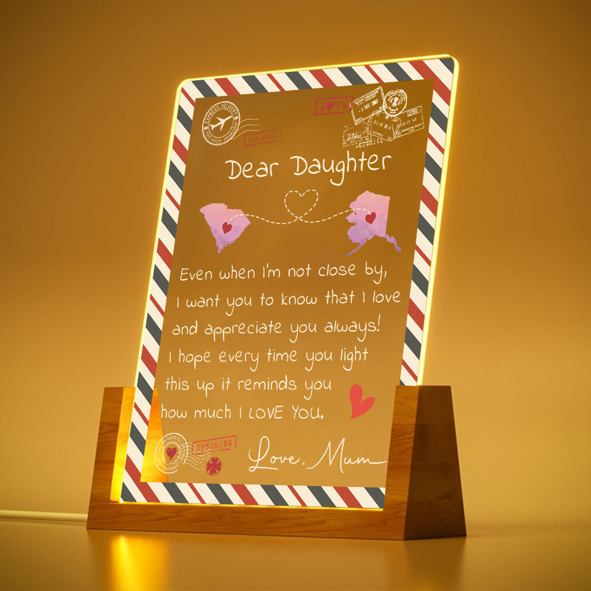 Daughter You Are My Sunshine - Personalized Custom Plaque With Walnut Base