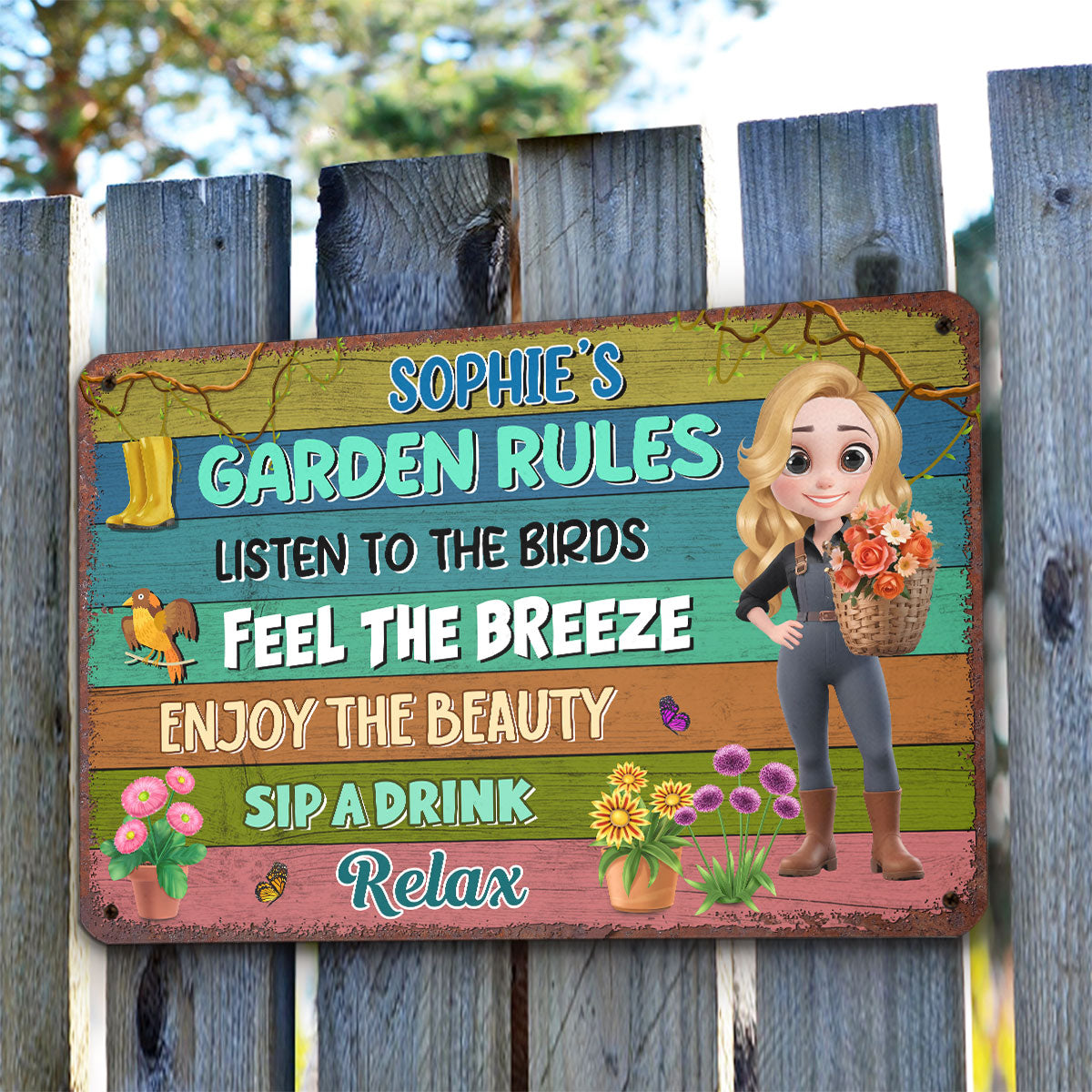 Grandma Garden Rules - Personalized Custom Metal Sign