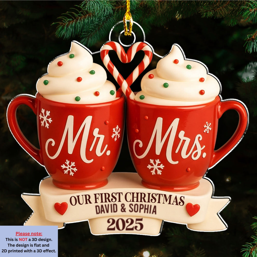 Mr And Mrs Hot Cocoa - Personalized Custom Acrylic Ornament