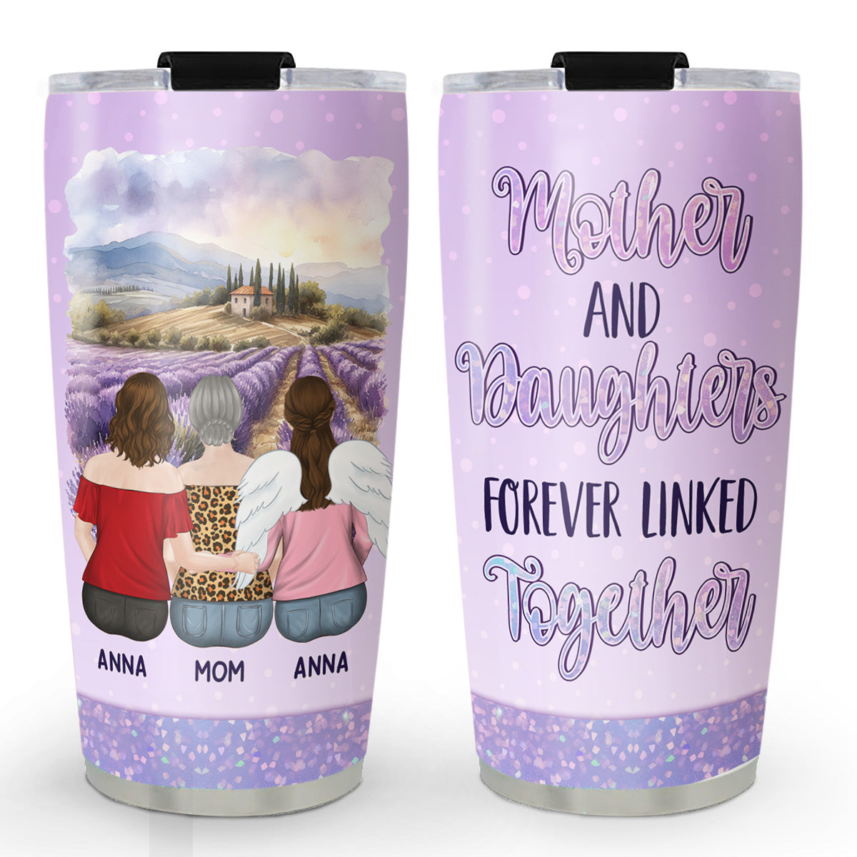Mother And Daughter Forever Linked Together - Personalized Custom 3D Inflated Effect Tumbler
