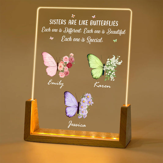 Sisters Bloom In Different Ways - Personalized Custom Plaque With Walnut Base