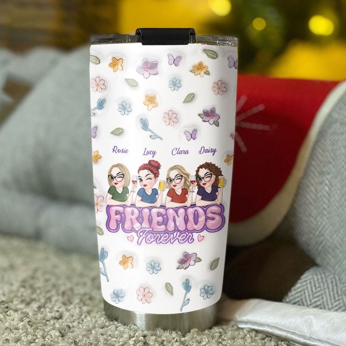 Besties Forever - Personalized Custom 3D Inflated Effect Tumbler