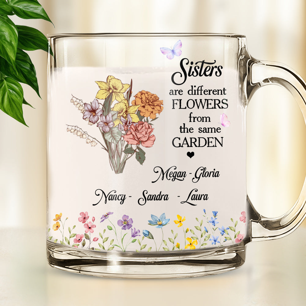 Floral Sisters Forever - Personalized Custom Glass Mug