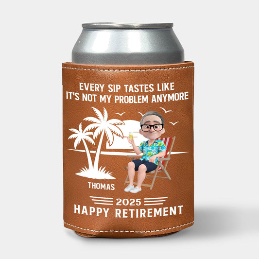 Tastes Like A Retired Legend In Every Sip - Personalized Custom Leather Can Cooler Holder