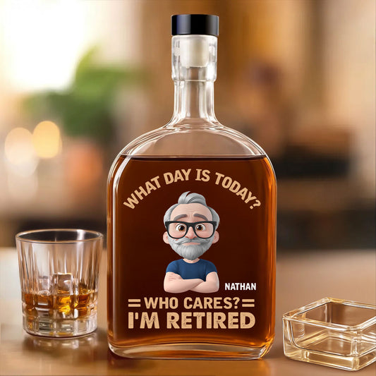 What Day Is Today Who Cares - Personalized Custom Spirits Decanter