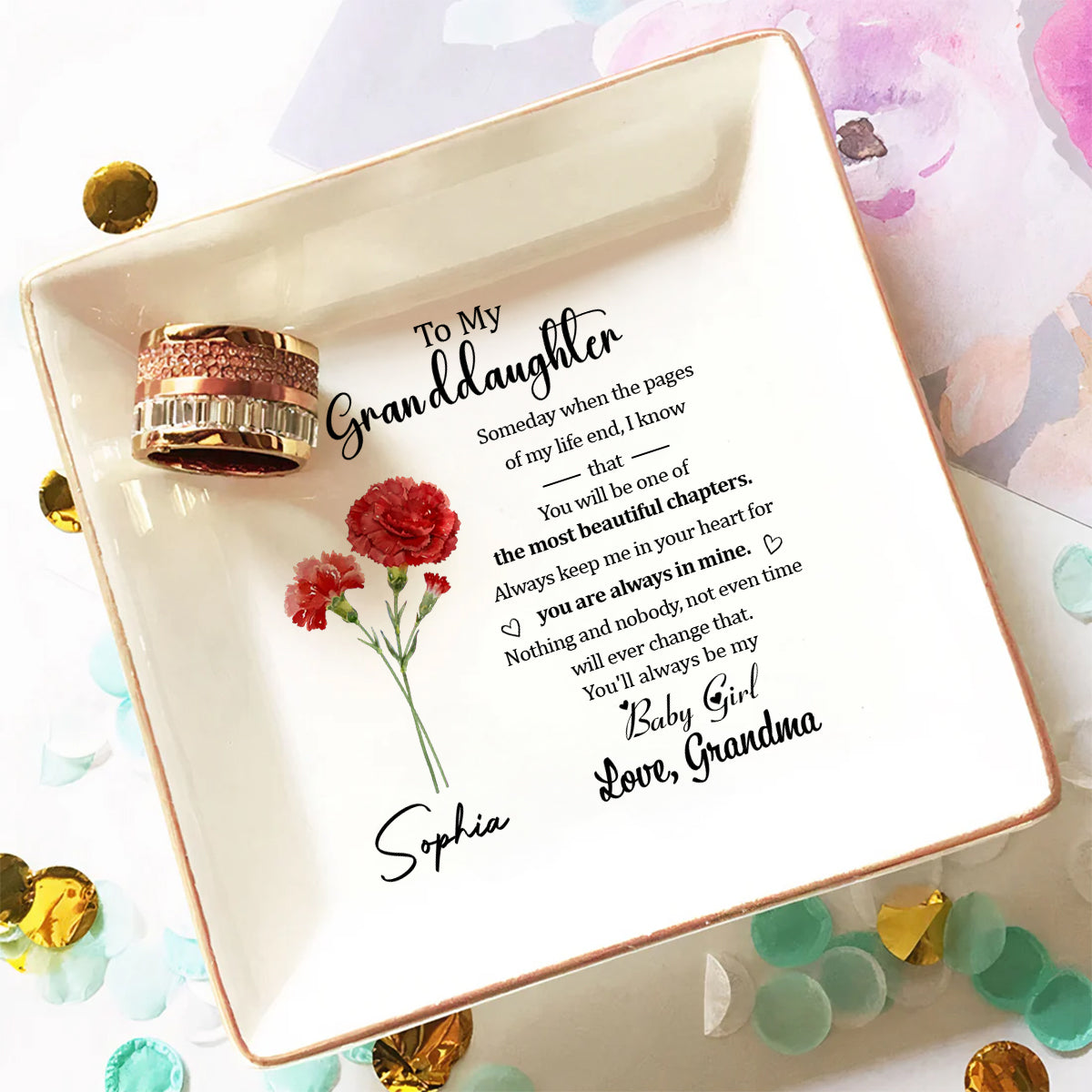 The Love From Grandma Will Never Fade - Personalized Custom Jewelry Dish