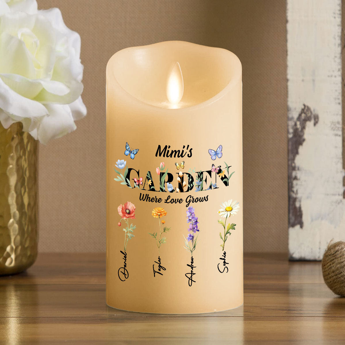 Grandma Garden - Personalized Custom LED Candle