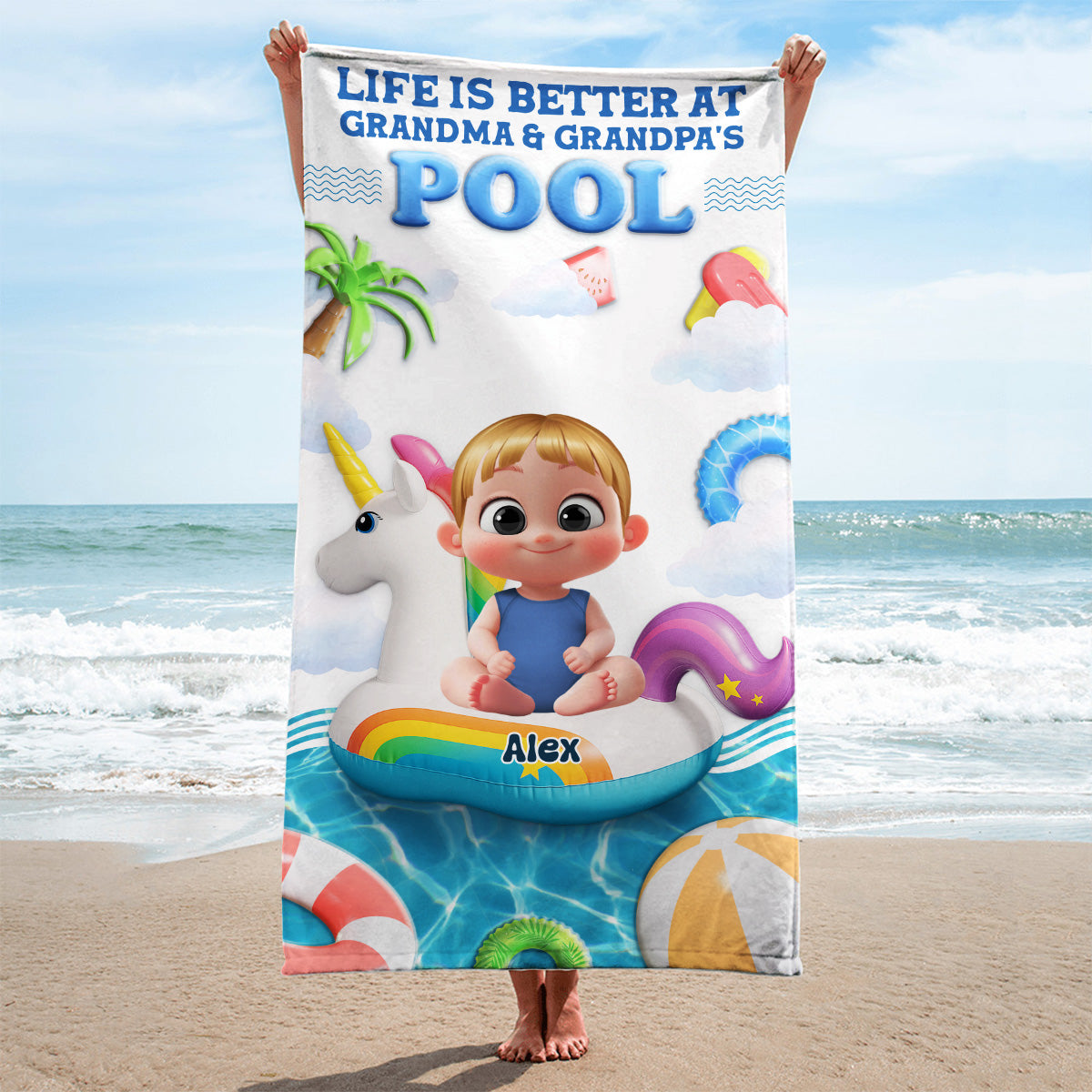 Dive Into Happiness - Personalized Custom Beach Towel