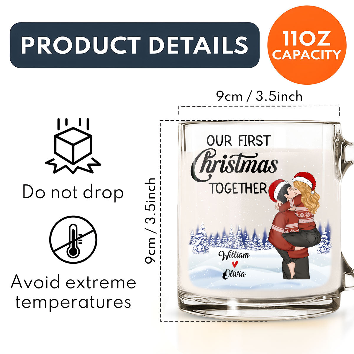 Our First Christmas - Personalized Custom Glass Mug