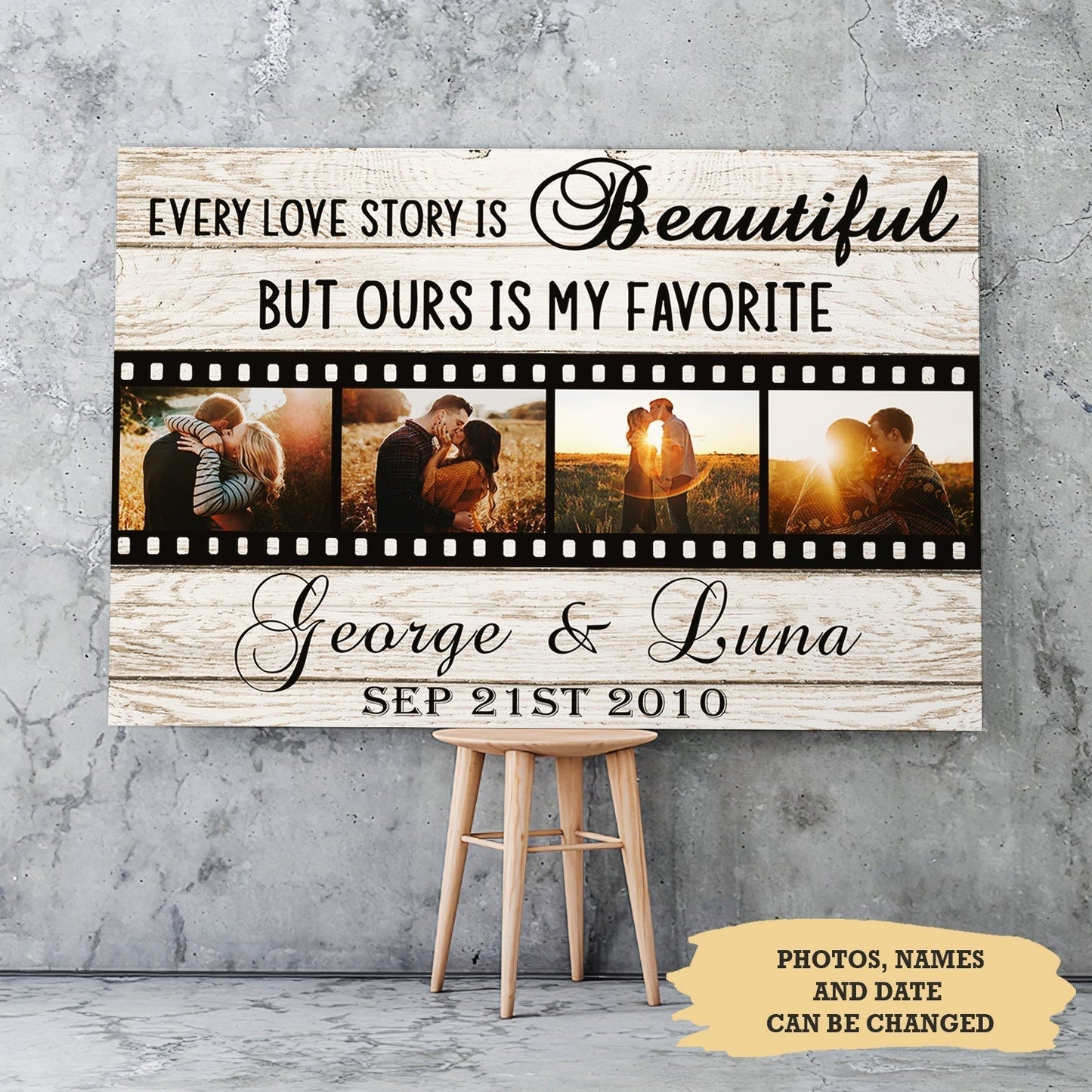 Our Love Story - Personalized Custom Photo Canvas Print