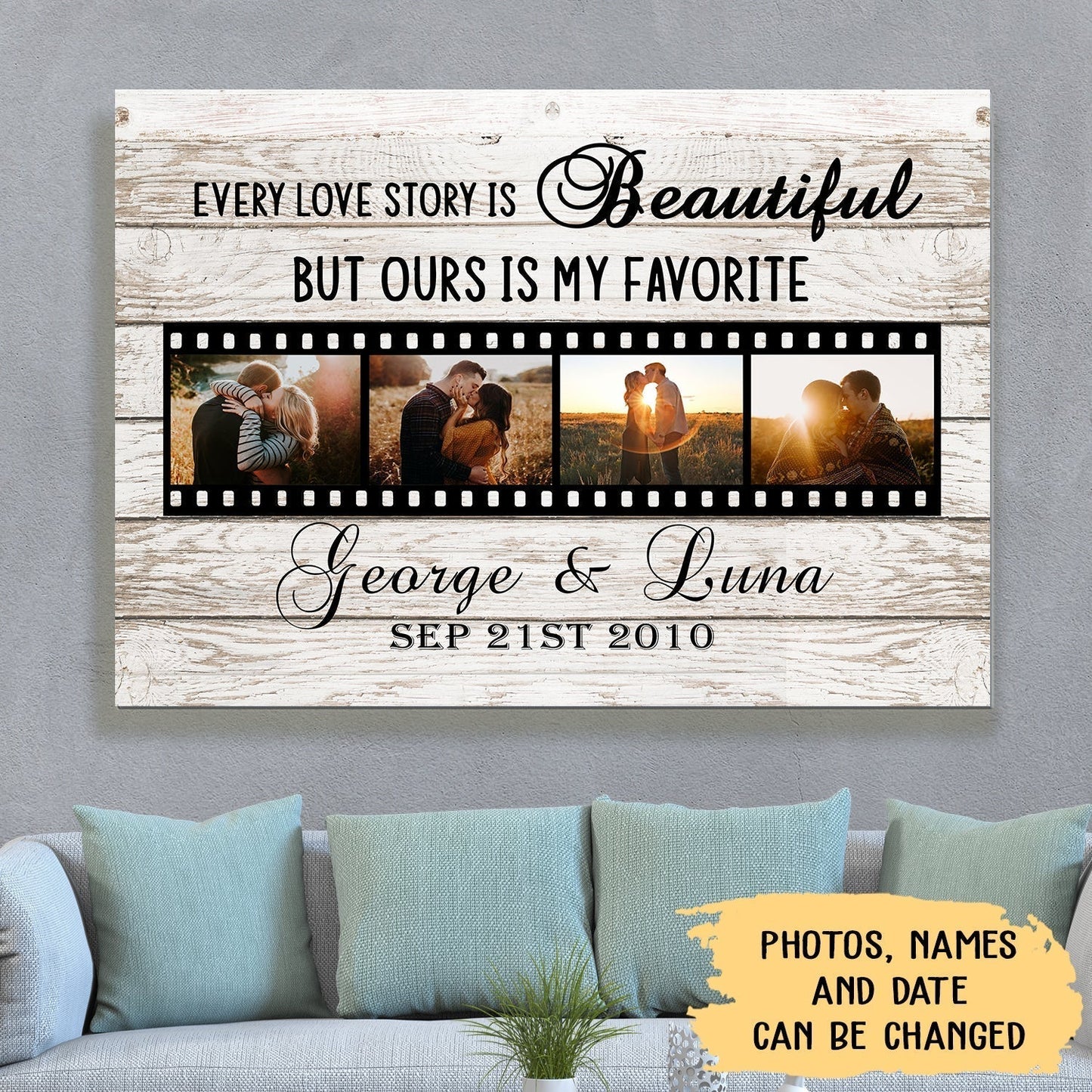 Our Love Story - Personalized Custom Photo Canvas Print