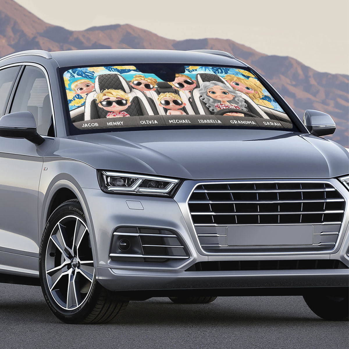 Summer With My Grandkids - Personalized Car Sunshade