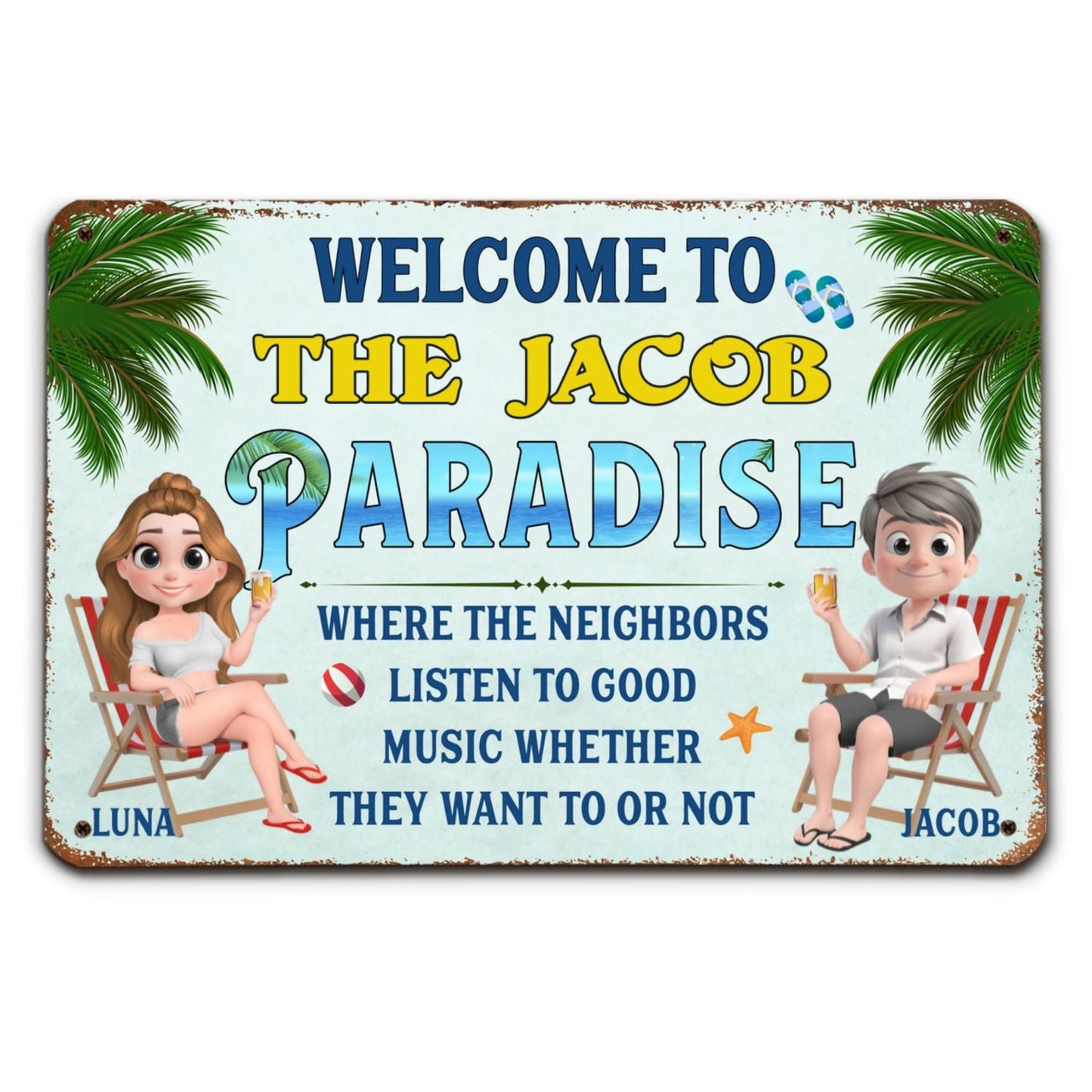Welcome To Our Pool - Personalized Custom Metal Sign