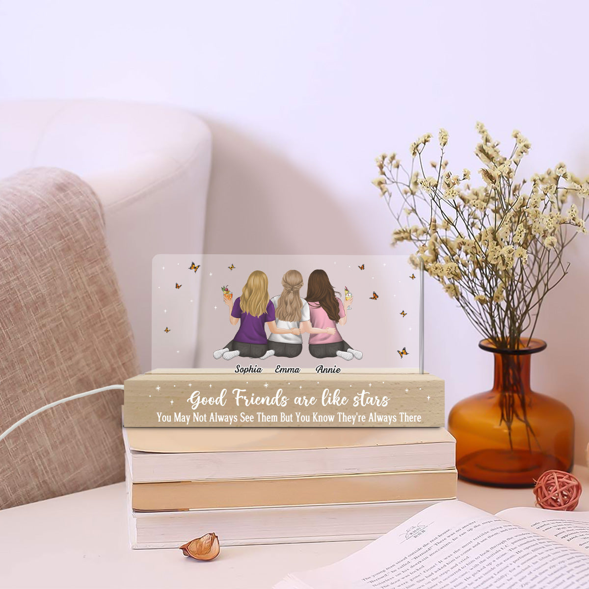 Friends Are Stars - Personalized Custom Acrylic 3D LED Night Light