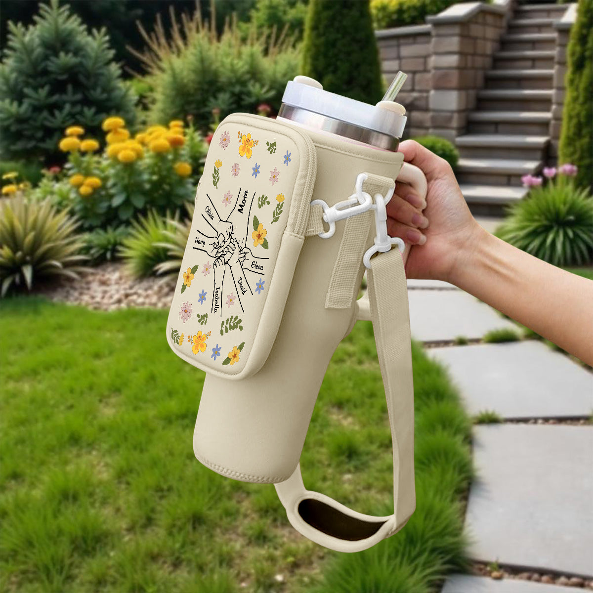 Hand In Hand - Personalized Custom Water Bottle Carrier Bag