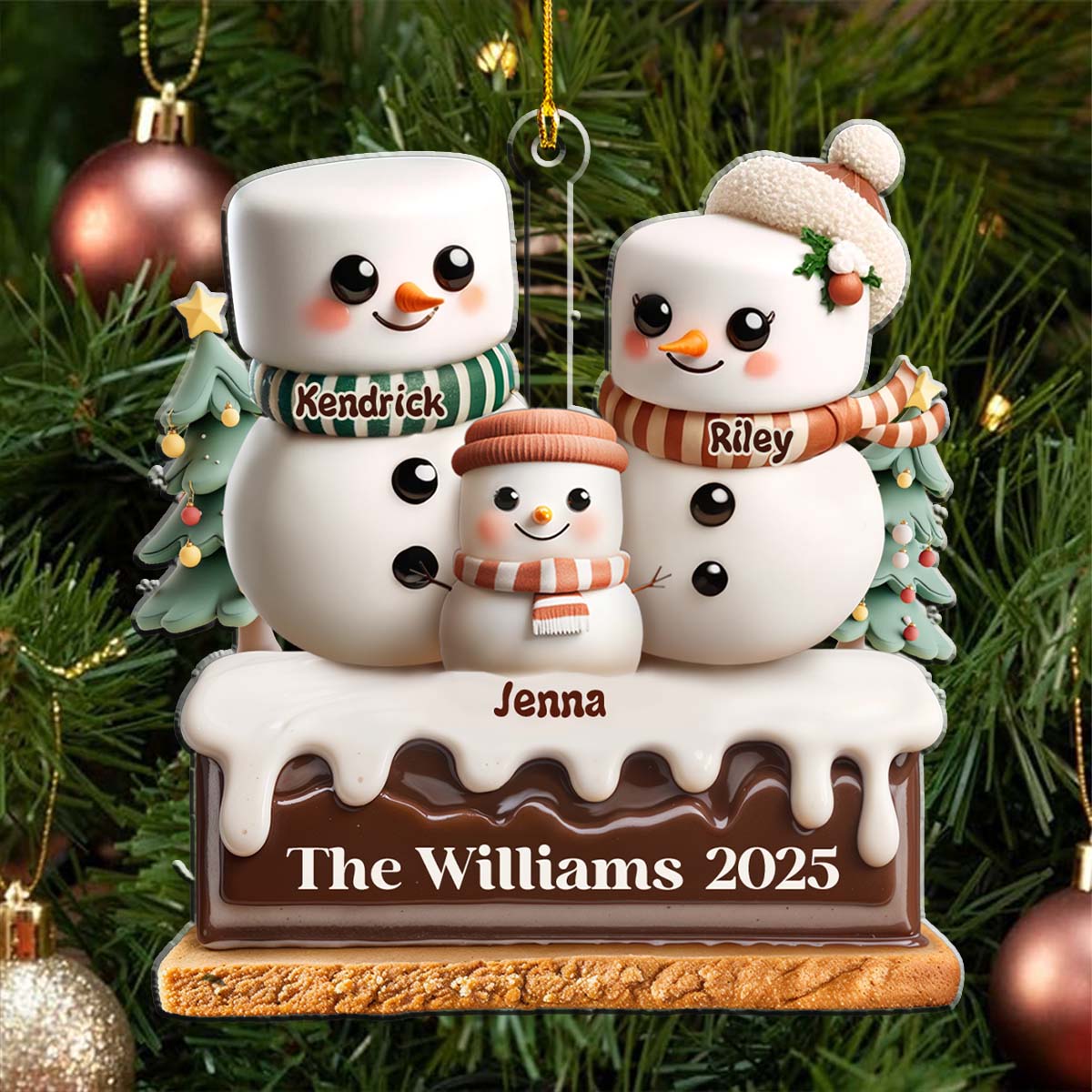 A Marshmallow Family Christmas - Personalized Custom Acrylic Ornament
