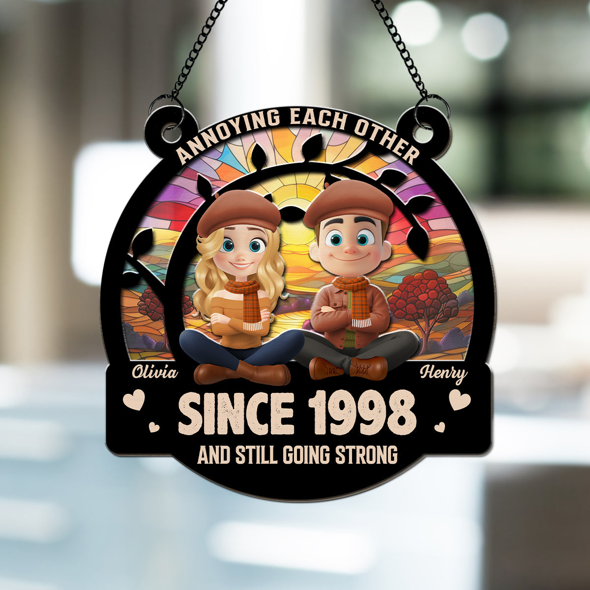 Love You Forever Autumn - Personalized Custom Suncatcher