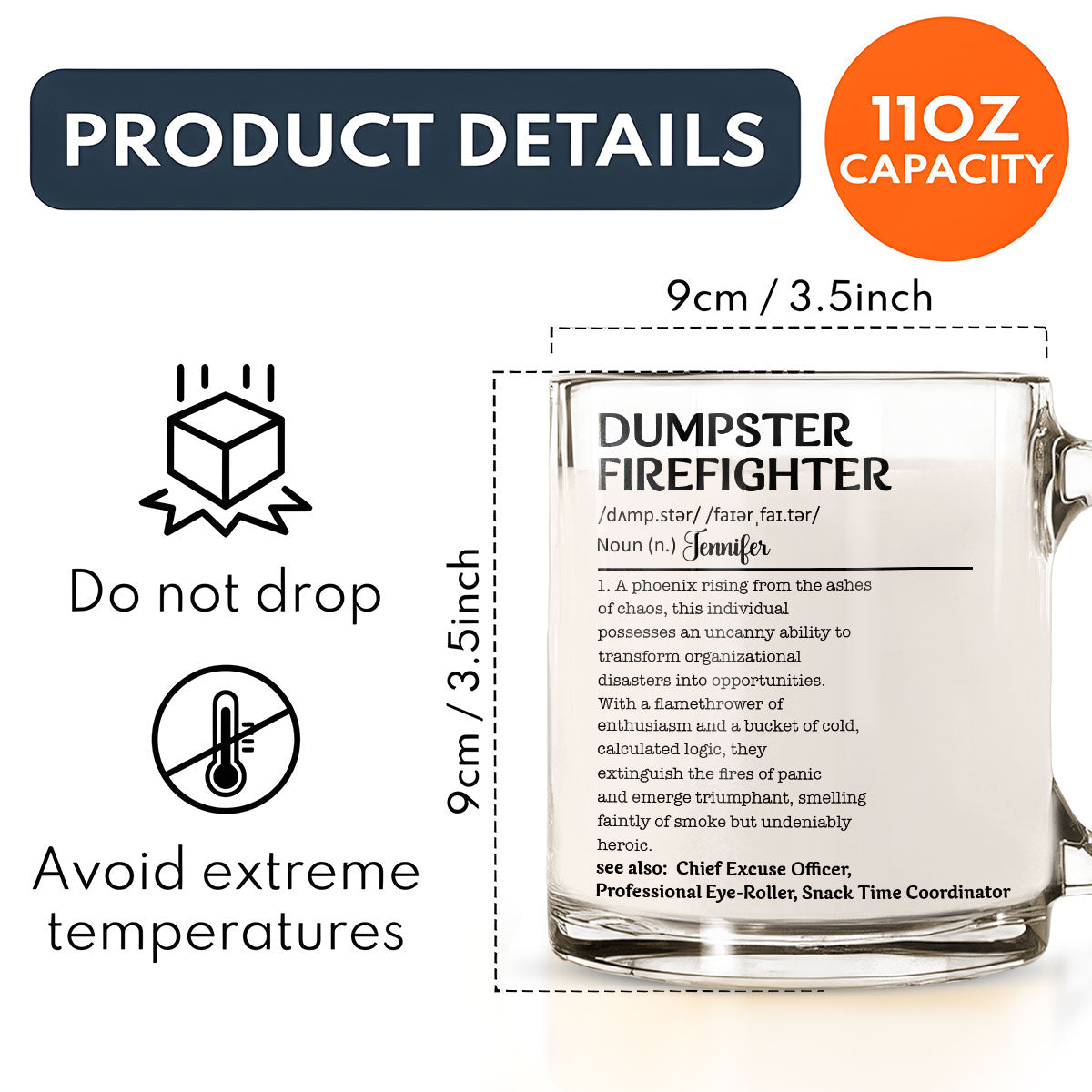 Dumpster Firefighter- Personalized Custom Glass Mug