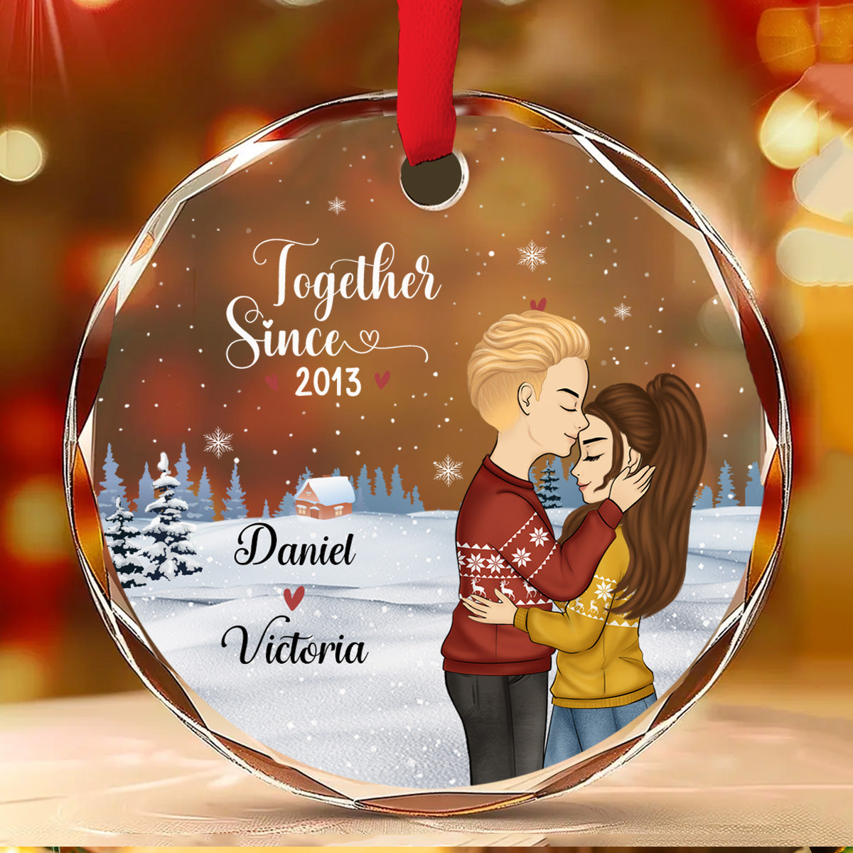 Our First Christmas - Personalized Custom Glass Ornament