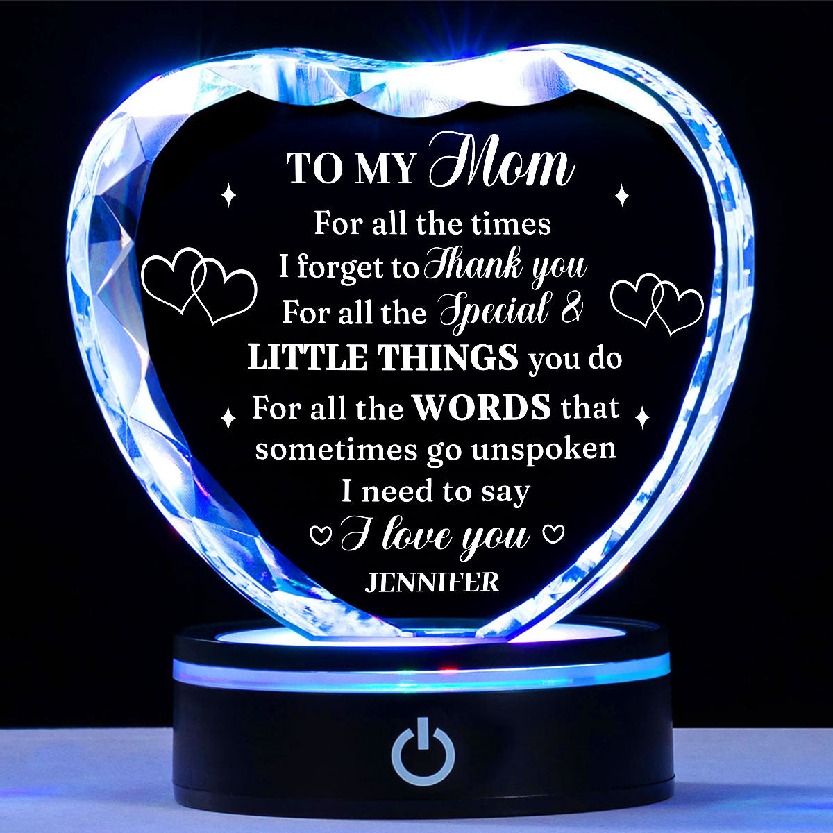 I Love You Mom - Personalized Custom Crystal Led Light