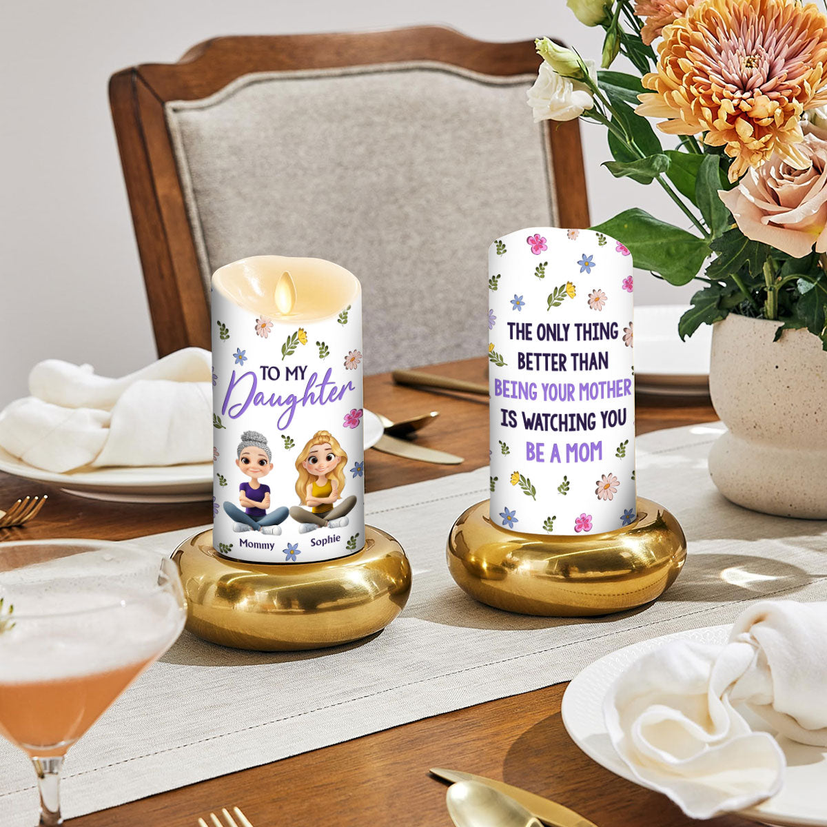 To My Daughter - Personalized Custom LED Candle