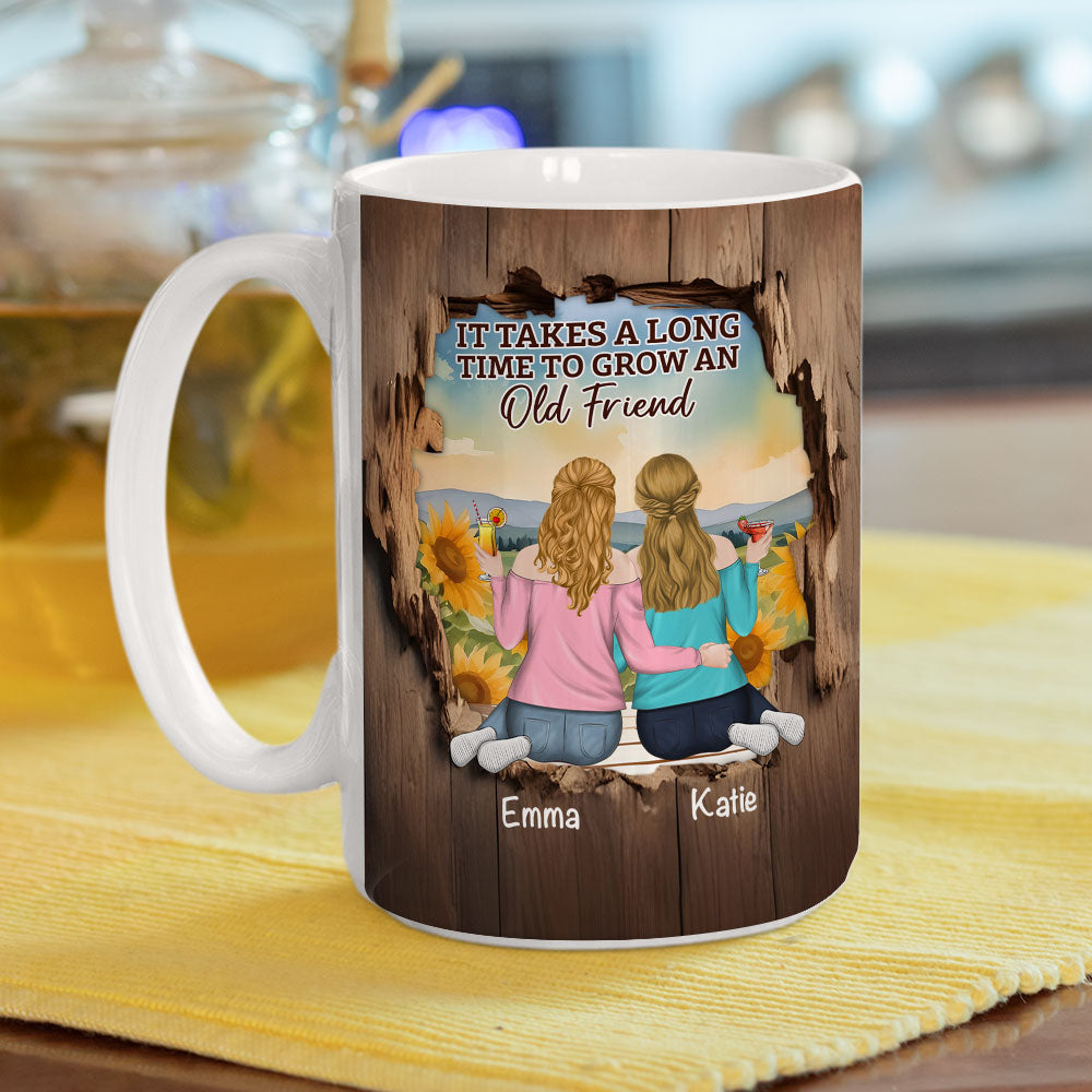 Friendship Is A Journey That Lasts A Lifetime - Personalized Custom Coffee Mug