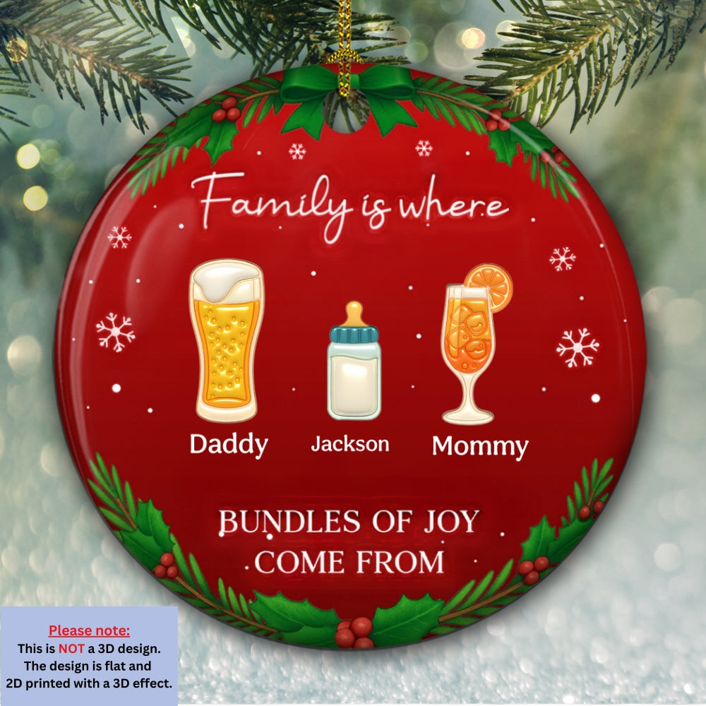 Bundles Of Joy - Personalized Custom 3D Inflated Effect Ceramic Ornament