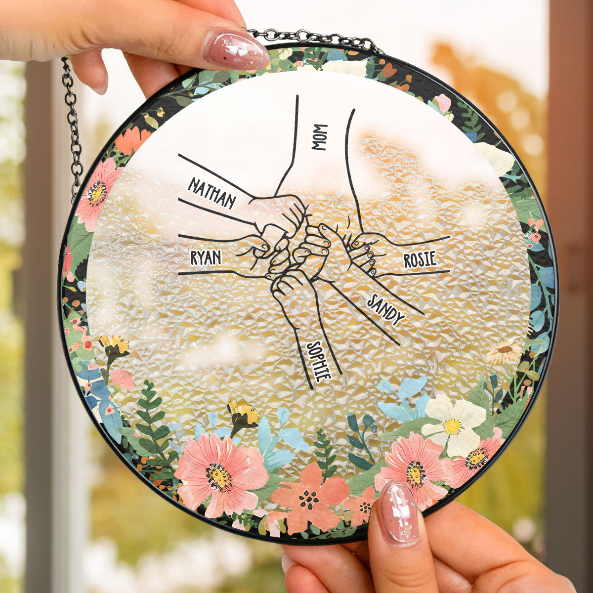 Hold My Hand Forever - Personalized Custom Window Hanging Suncatcher