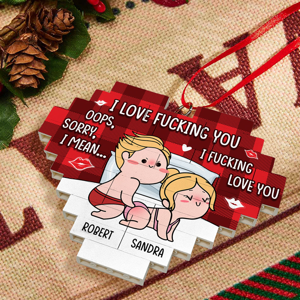 I Fucking Love You - Personalized Custom Heart Puzzle Ornament