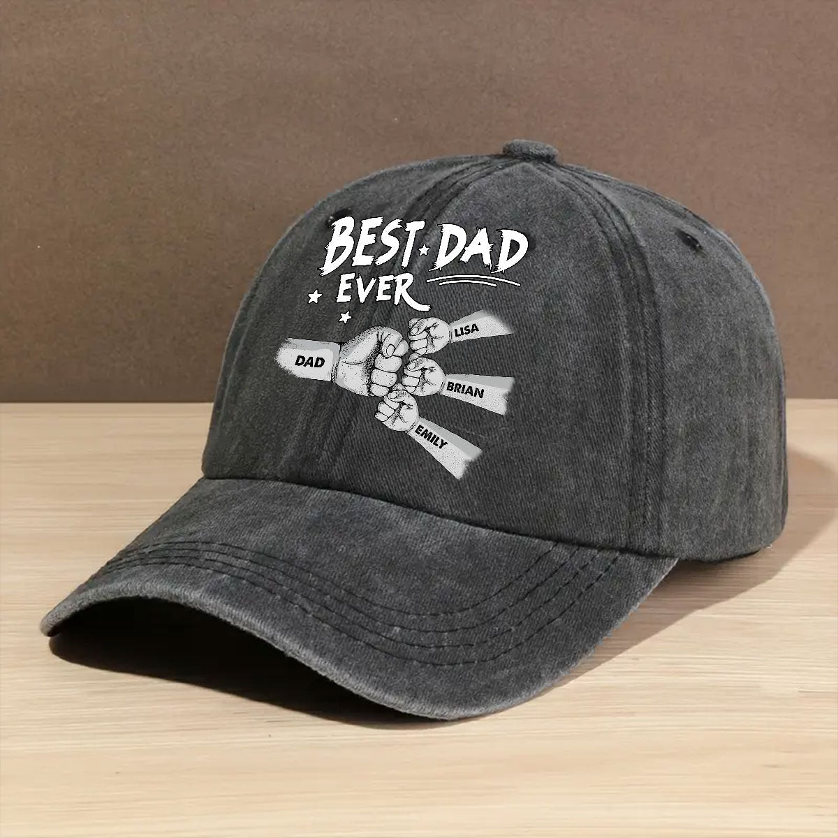 The Power Of Dad Comes From Love - Personalized Custom Vintage Washed Denim Cap