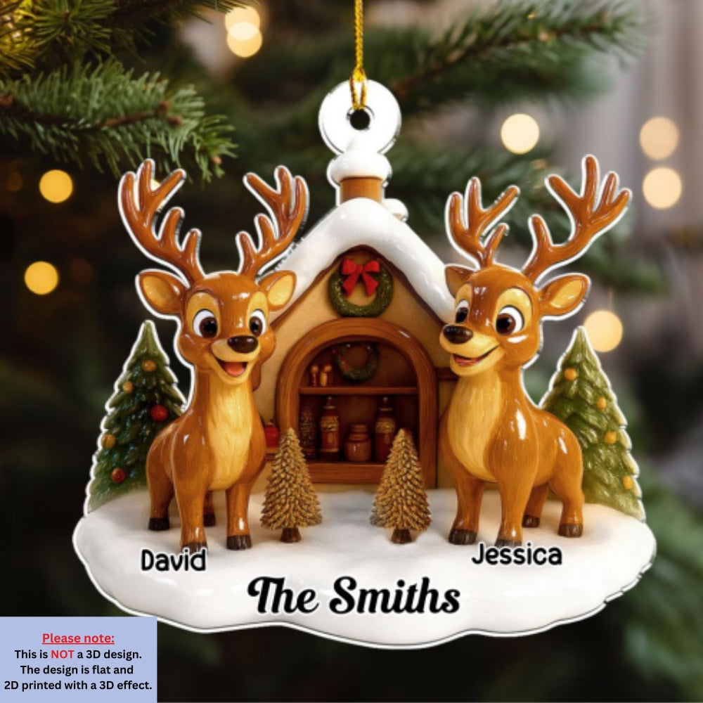 Reindeer Family - Personalized Custom Acrylic Ornament