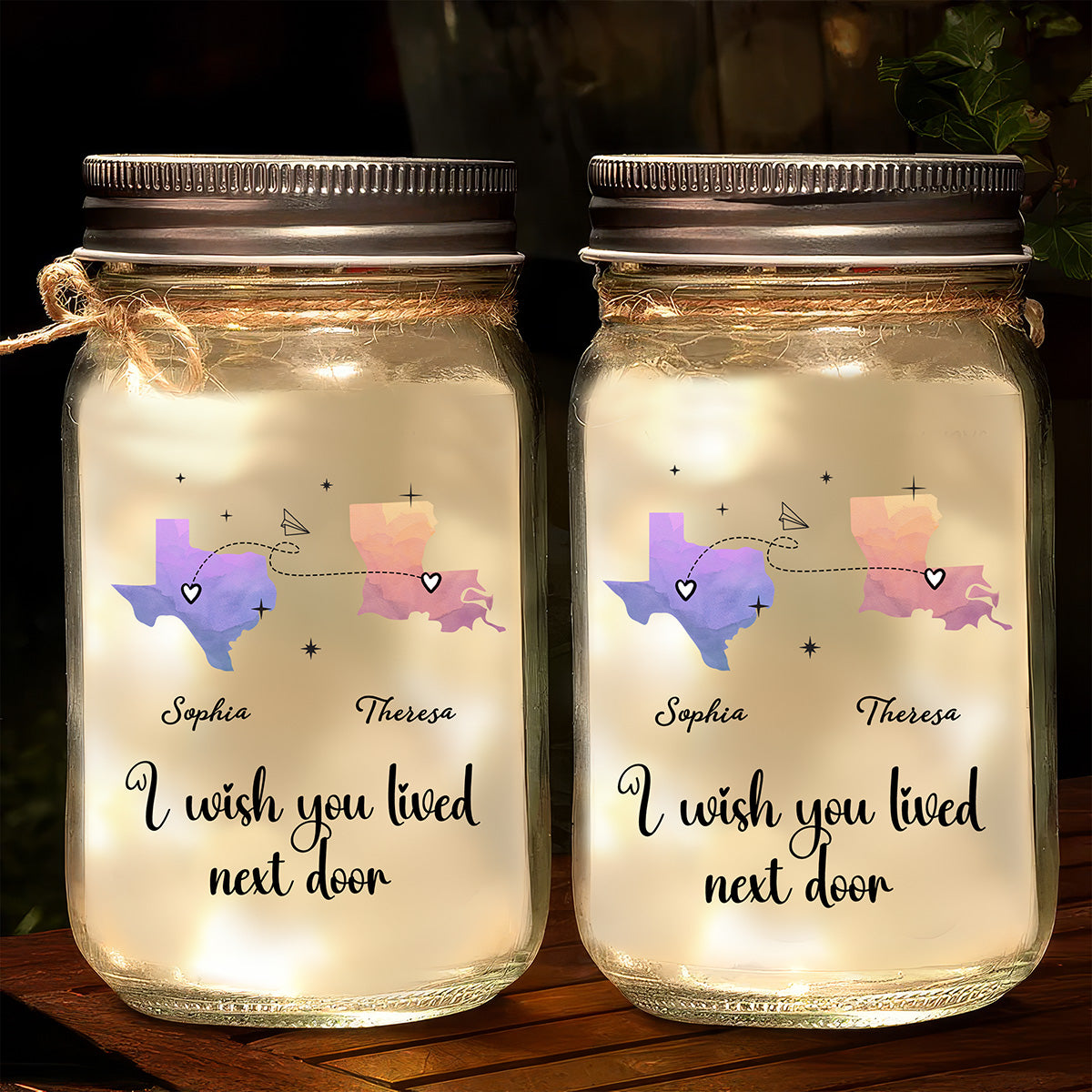 I Wish We Lived Closer - Personalized Custom Mason Jar Light