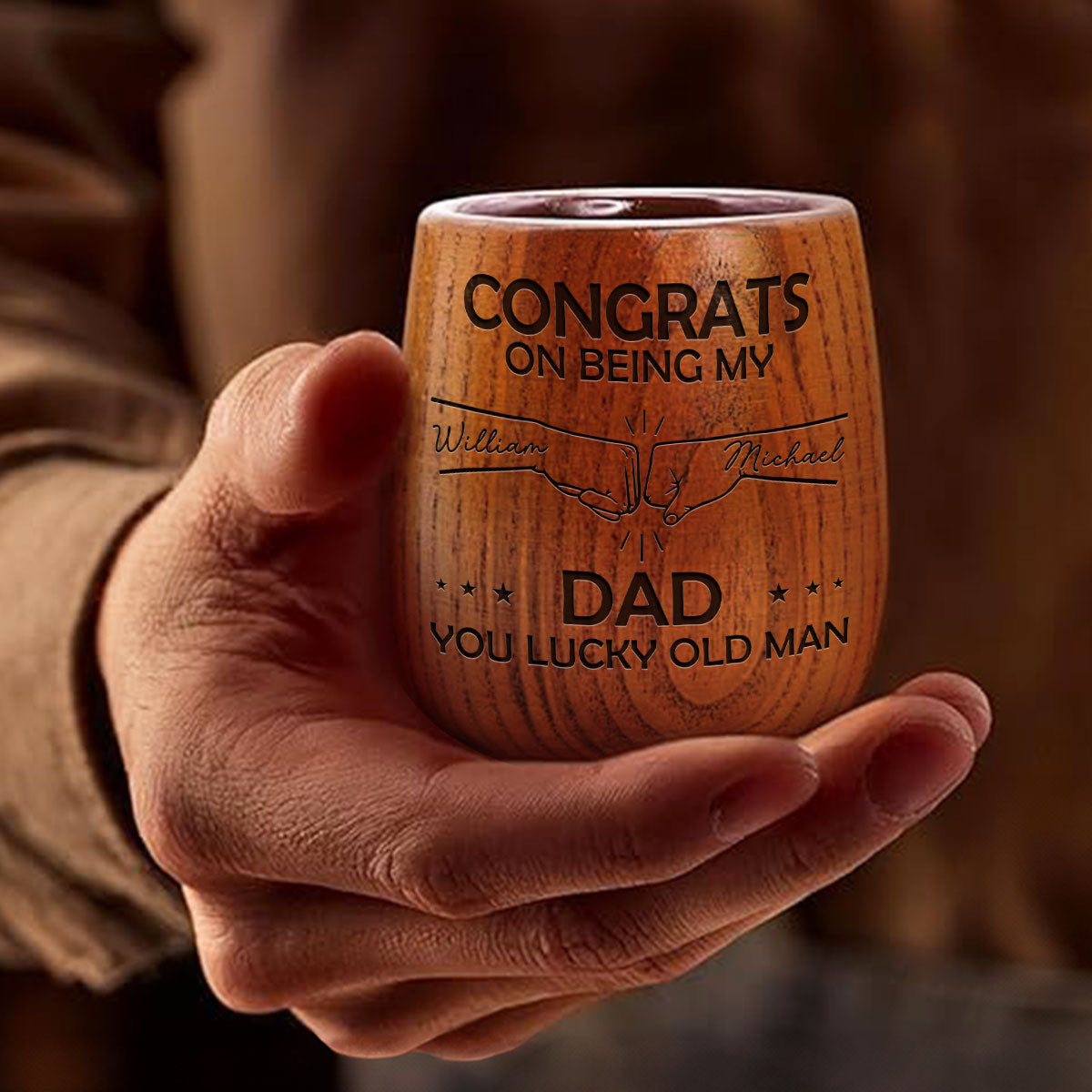 Being My Dad - Personalized Custom Engraved Wooden Whiskey Glass