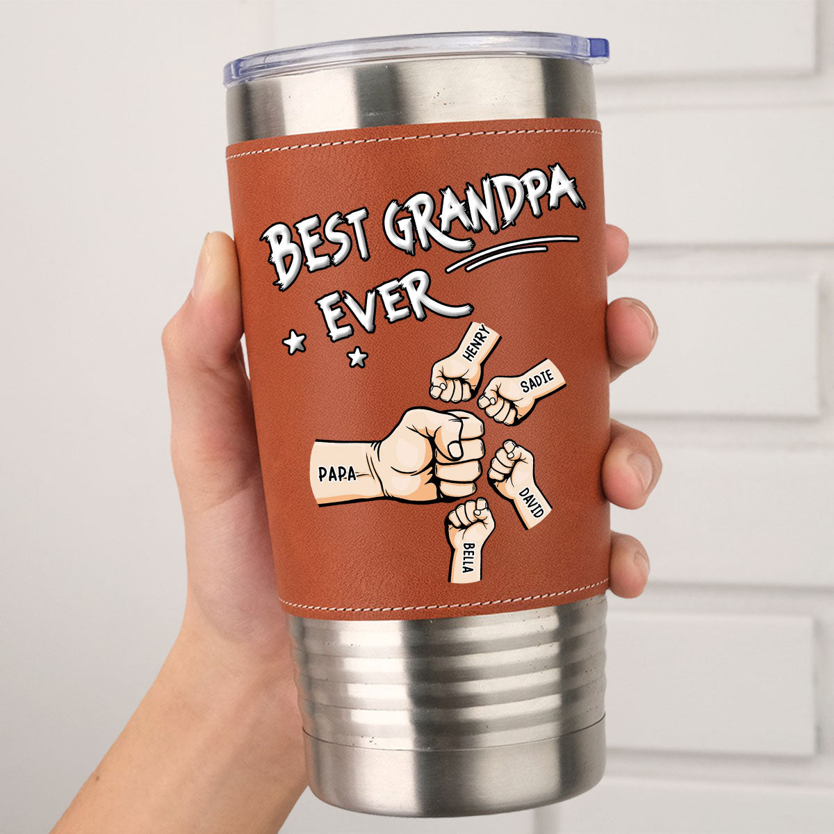 Best Grandpa - Personalized Custom Leather Tumbler