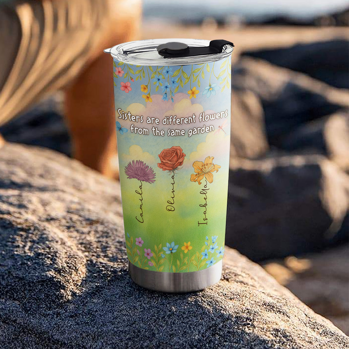 Sisters Grow Together In Beauty - Personalized Custom Tumbler