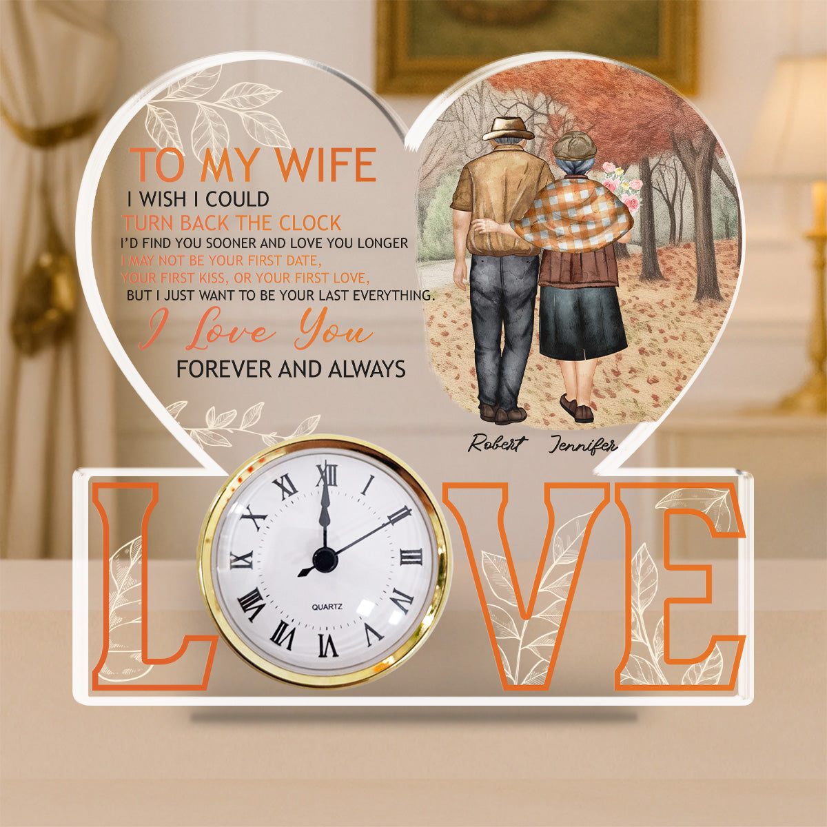 I Love You Forever & Always - Personalized Custom Acrylic Desk Clock Plaque