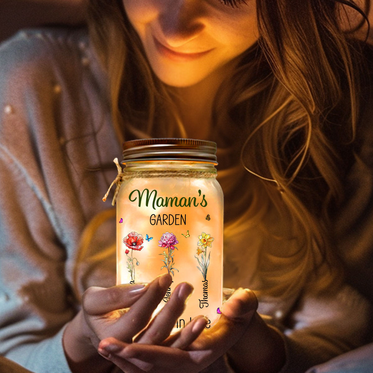Grandma Garden Is Grown With Seeds Of Love - Personalized Custom Mason Jar Light