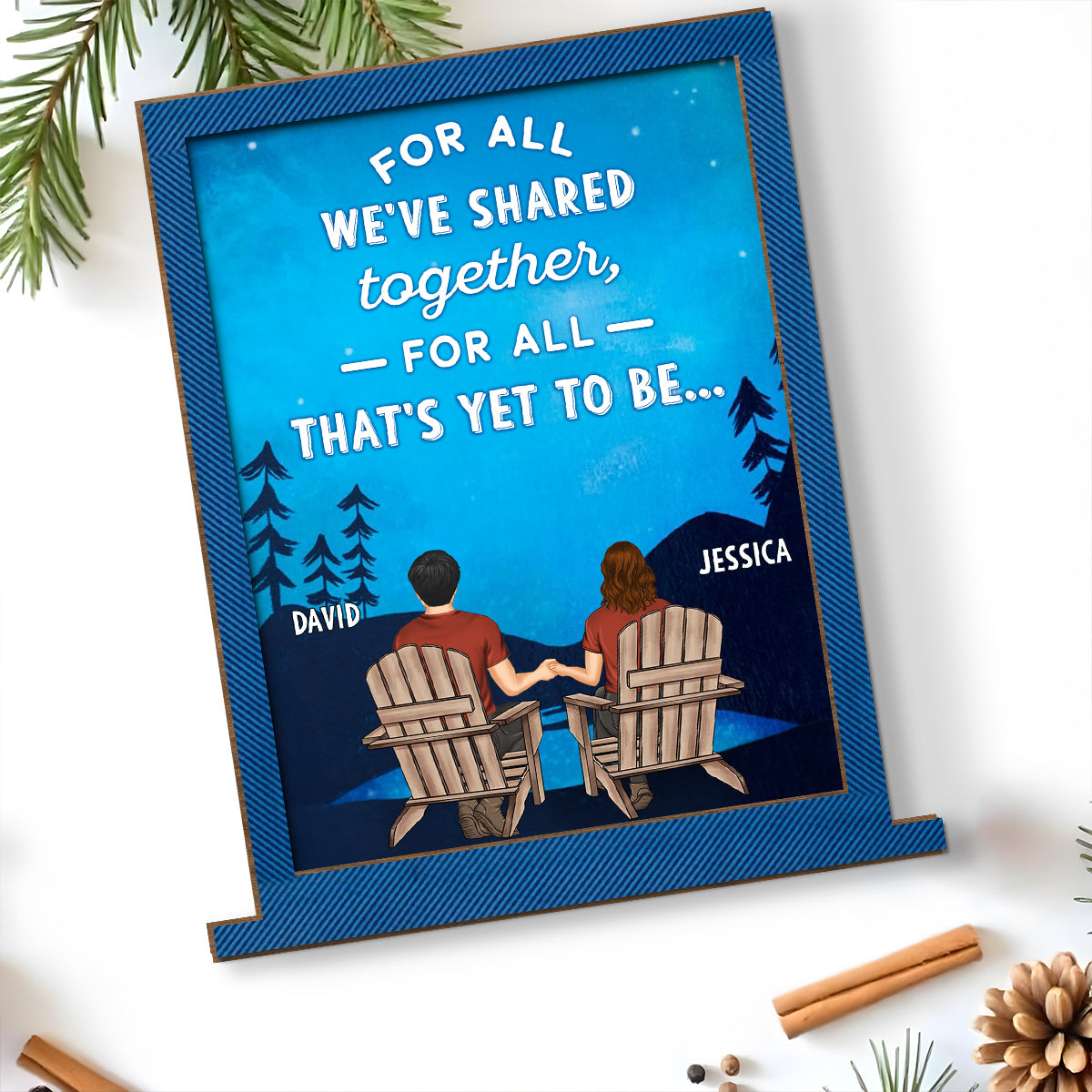 For The Present And Beyond - Personalized Custom 2-Layer Wood Plaque With Flat Base