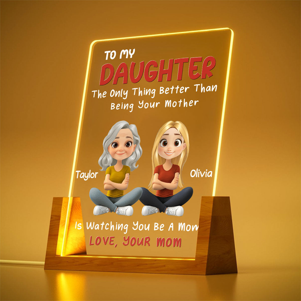 To My Daughter - Personalized Custom Plaque With Walnut Base