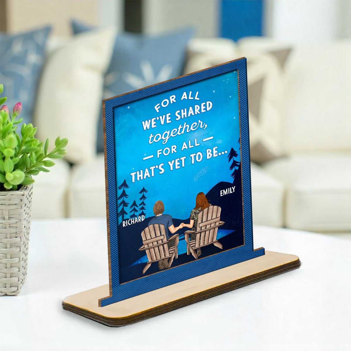 For The Present And Beyond - Personalized Custom 2-Layer Wood Plaque With Flat Base