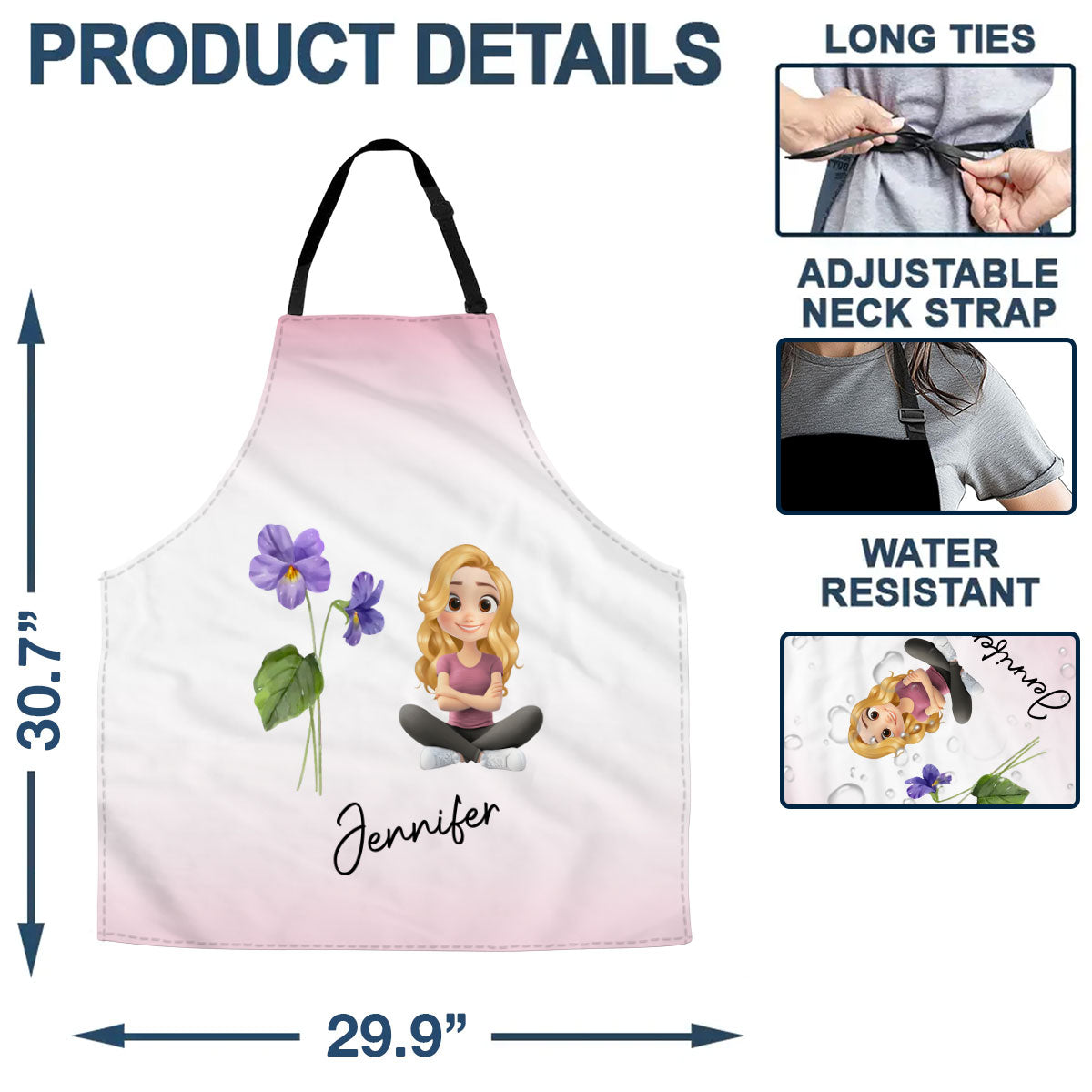 Lovely Girl Flower - Personalized Custom Apron