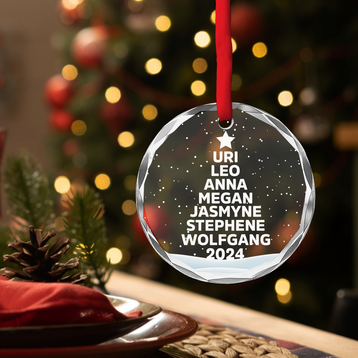 Love Family - Personalized Custom Glass Ornament