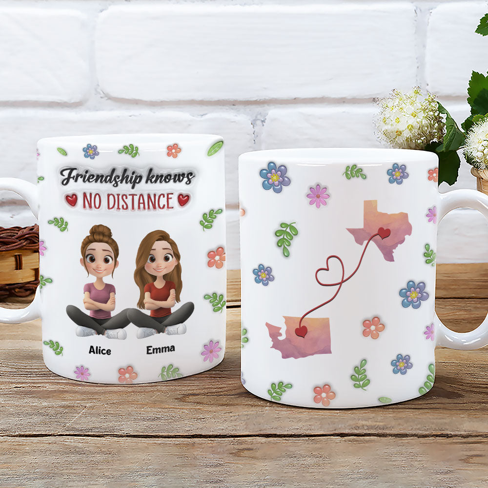 No Distance With Our Friendship - Personalized Custom 3D Inflated Effect Mug