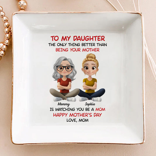 To My Daughter Cartoonize - Personalized Custom Jewelry Dish